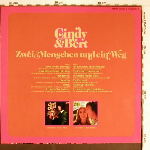 Cindy & Bert: Zwei Menschen und ein Weg,sign., Basf Corne(20 21721-3), D, 1973 - LP - Y2624 - 7,50 Euro