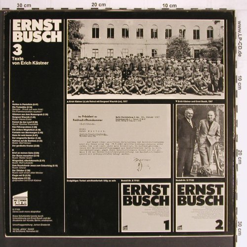 Busch,Ernst: 3, singt und spricht..Erich Kästner, Plne(S 77103), D,  - LP - Y3303 - 6,00 Euro