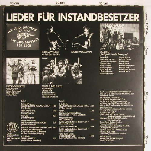 V.A.Lieder für Instandbesetzer: Live aus dem Berliner Metropol, Mood/Zitty(24 999), D,Booklet, 1981 - LP - Y3327 - 7,50 Euro