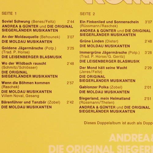 V.A.Die Musikanten Kommen 1: Siegerländer Musikanten, Moldau M.., Colorit Records(1C 148-41 032), D, Foc, 1973 - 2LP - Y3692 - 9,00 Euro