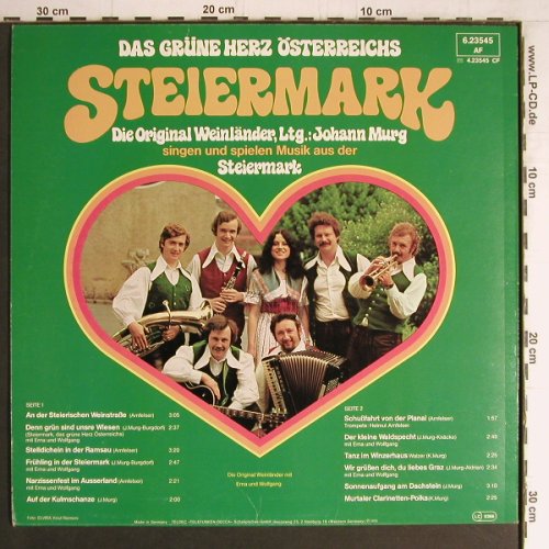 Original WeinlÄnder: Steiermark, Ltg. Johann Murg, Telefunken(6.23545 AF), D, 1978 - LP - Y4221 - 6,00 Euro