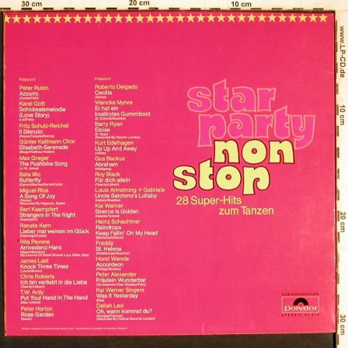 V.A.Star Party Non Stop: Peter Rubin... D.Lavi (Potpourri), Polydor Club-Ed.(61 510), D, 28Tr., 1971 - LP - Y4296 - 6,00 Euro