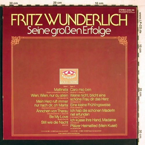 Wunderlich,Fritz: Seine großen Erfolge, Karussell(8 45 261), D, 1983 - LP - Y5122 - 6,00 Euro