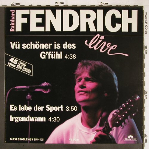 Fendrich,Rainhard: Vü schöner is des G'fhl+2,live, Polydor(883 354-1), D, 1985 - 12inch - Y9018 - 1,00 Euro