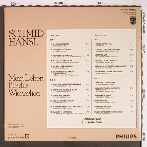 Hansl,Schmid: Mein Leben für das Wienerlied,Foc, Philips(6641 692), A,  - 2LP - Y9080 - 7,50 Euro