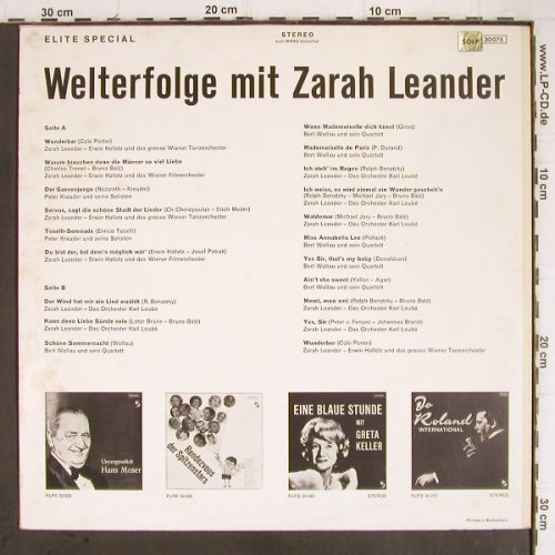 Leander,Zarah:&nbsp;Welterfolge mit, m-/vg+, Elite(SOLP) (PLPS 30075), D Typ:&nbsp;LP Best.-Nr.:&nbsp;Y9179 Preis:&nbsp; 3,00 Euro