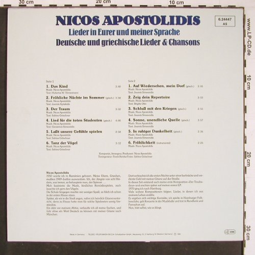 Apostolidis,Nicos: Lieder in eurer und meiner Sprache, Telefunken(6.24447 AS), D, 1980 - LP - Y925 - 6,00 Euro