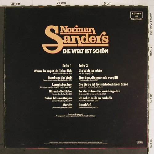 Sanders,Norman:&nbsp;Die Welt ist schön, Teldec (6.25780 AP), D, 1984 Typ:&nbsp;LP Best.-Nr.:&nbsp;Y9434 Preis:&nbsp; 3,00 Euro