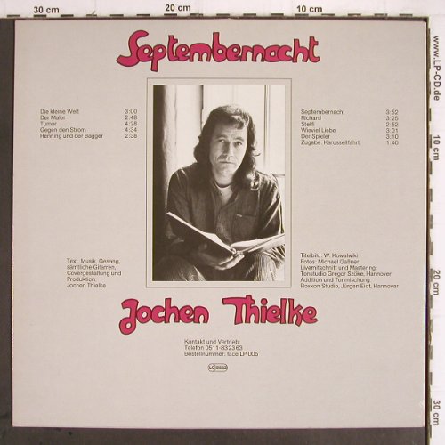 Thielke,Jochen:&nbsp;Live 2- Septembernacht, Face Music (005), , 1987 Typ:&nbsp;LP Best.-Nr.:&nbsp;Y9486 Preis:&nbsp; 3,00 Euro