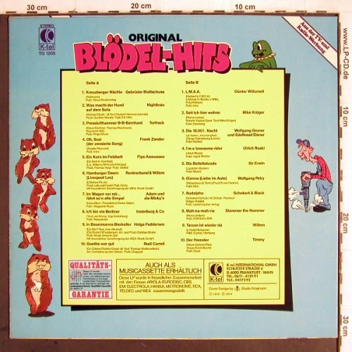 V.A.Original Blödel-Hits:&nbsp;Fröhlich frech & irre gut!, K-tel (TG 1205), D, 1979 Typ:&nbsp;LP Best.-Nr.:&nbsp;Y9565 Preis:&nbsp; 6,00 Euro