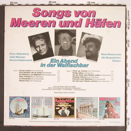 V.A.Songs von Meeren u.Häfen:&nbsp;Ein Abend in der Walfischbar, Falcon (LST 7119), D Typ:&nbsp;LP Best.-Nr.:&nbsp;Y9581 Preis:&nbsp; 6,00 Euro