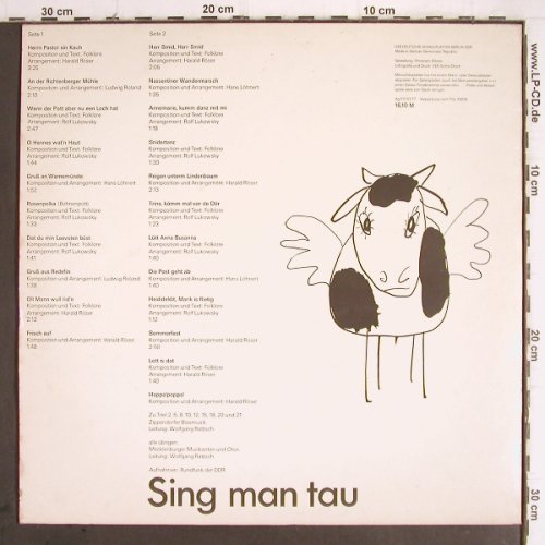 V.A.Sing Man Tau:&nbsp;Mecklenburger Musikanten.., Amiga (Red) (8 55 542), DDR, 1977 Typ:&nbsp;LP Best.-Nr.:&nbsp;Y9582 Preis:&nbsp; 5,00 Euro