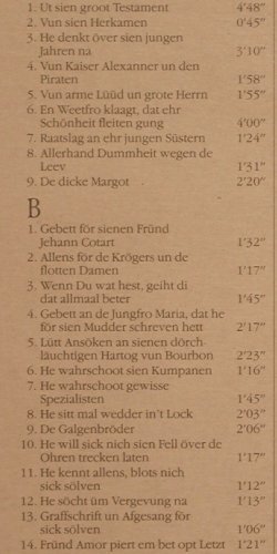 Friedrichsen,Uwe/Fr.Hans Schaefer:&nbsp;Wenn du wat hest,n.Francoise Villon, Verlag Schuster (S30-0038), D, Foc, 1981 Typ:&nbsp;LP Best.-Nr.:&nbsp;Y9679 Preis:&nbsp; 9,00 Euro