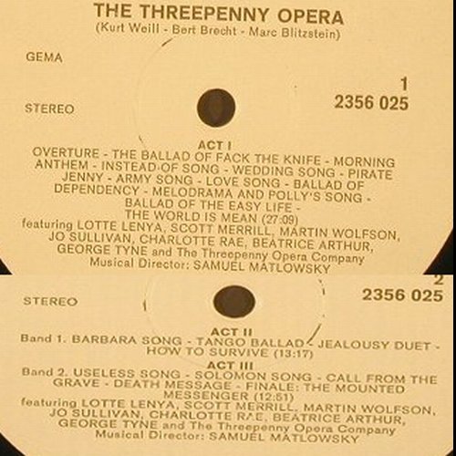 Threepenny Opera: L. Lenya, S. Merrill u.a., Muster, Metro(2356 025), D, 66 - LP - C3147 - 10,00 Euro