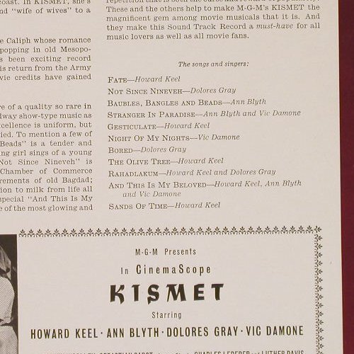 Kismet: Orig.Soundtr., Ri- Mono, CBS(70287), NL, 1955 - LP - E5419 - 5,00 Euro