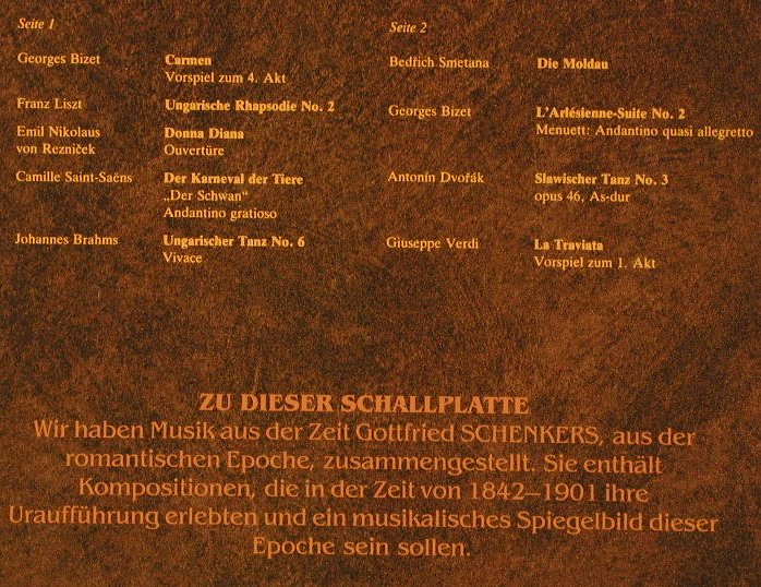 Schenker  /110 Jahre(1872-1982): Gottfried Schenke,Booklet portrait, Deutsche Gramophon(SWL 806), A, Foc, 1982 - LP - E6495 - 5,00 Euro