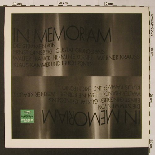 V.A.In Memoriam - Die Stimmen von: Ginsberg,Gründgens,Franck..Ponto, Deutsche Gramophon(140 025), D, 1968 - LP - F3340 - 9,00 Euro