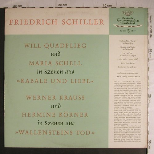 Schiller,Friedrich: Kaballe und Liebe/WallensteinsTod, D.Gr.(43 019), D,m-/vg+, 1964 - LP - F7139 - 6,00 Euro
