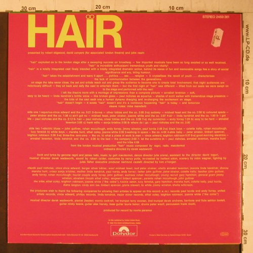 Hair: from London Musical Prod., Ri, Polydor(2459 361), D, 1968 - LP - F7868 - 5,50 Euro