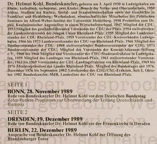 Kohl,Dr.Helmut: ..was die geschichtl.Stunde jetzt.., Bundesregierung Bonn(D-2265), D, 1990 - LP - F8659 - 7,50 Euro