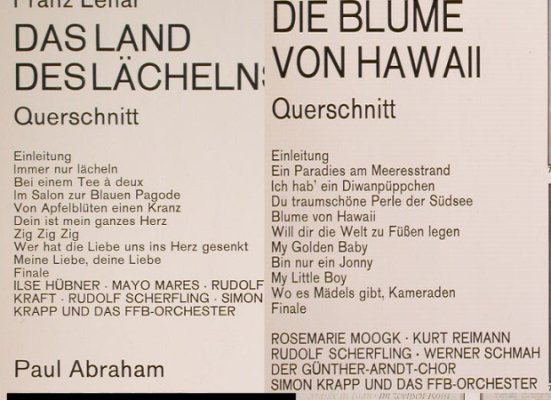 Abraham,Paul / Lehar: Die Blume v.Hawaii,Land d.Lächelns, Baccarola(72 024 ZU), D,Quers.,  - LP - F9735 - 5,00 Euro