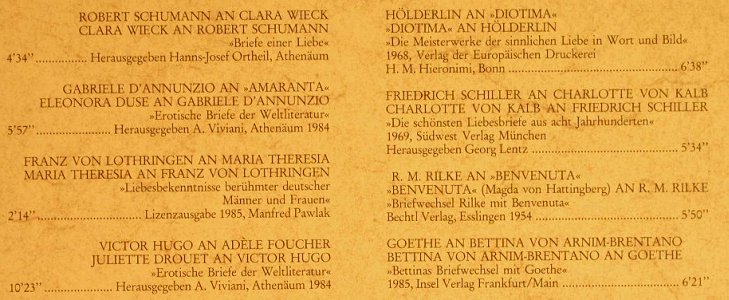 Perschy,Maria / Klausjürgen Wussow: Berühmte Liebesbriefe, Amadeo(AVRS 1530), A, 1986 - LP - H1159 - 9,00 Euro