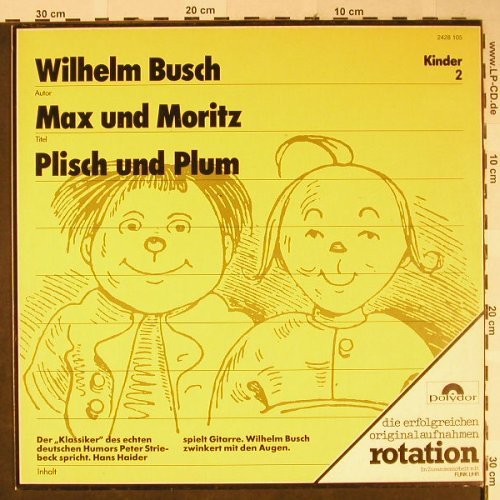 Busch,Wilhelm: Max und Moritz/Plisch und Plum, Polydor Kinder(2)(2428 105), D, Ri, 1969 - LP - H2355 - 7,50 Euro