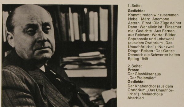 Benn,Gottfried: liest Benn, Prosa und Gedichte, D.Gr. Literatur(1044 036), D, 1969 - LP - H3274 - 7,50 Euro
