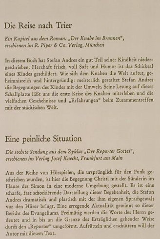Andres,Stefan - spricht: Die Reise nach Trier/peinlicheSitua, Christophorus(CLP 72 103), D,  - 10inch - H3587 - 9,00 Euro