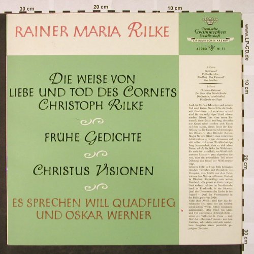 Rilke,Rainer Maria: Cornet/FrüheGedichte/Chist.Visionen, D.Gr.(43 080), D - Mono, 1966 - LP - H4137 - 9,00 Euro