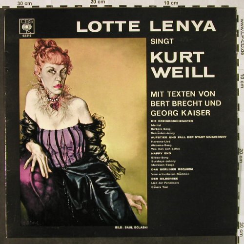 Lenya,Lotte: singt Kurt Weill, CBS(62 318), D,  - LP - H4257 - 7,50 Euro