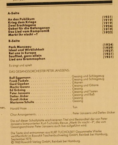 Tucholsky,Kurt: Merkt Ihr Nischt-? Peter Janssens, P.Janssens(F 665.669), D, 1976 - LP - H469 - 9,00 Euro