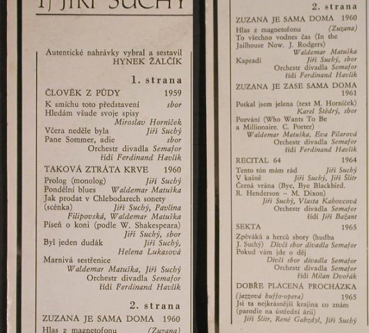 Suchy,Jiri & Jiri Slitr:  & Divadlo Semafo 1959-69, 1, Supraphon, Ri(0 13 2381 H), CZ,vg+/vg+, 1978 - LP - H598 - 6,00 Euro