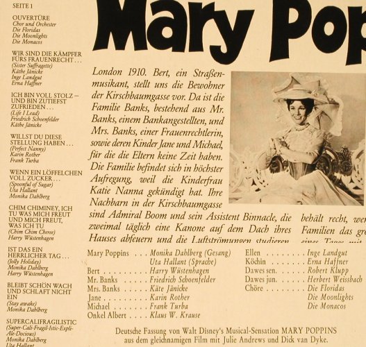 Mary Poppins: Walt Disney's,i.deutsch,Filmfassung, Disneyland/Crystal(STMA 9708), D, 1973 - LP - H6094 - 9,00 Euro