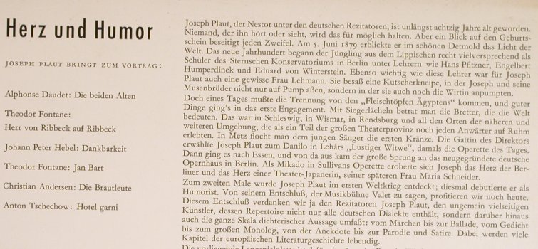 Plaut,Joseph: Herz und Humor- bringt zum Vortrag, Bertelsmann(53 132), D,  - 10inch - H6171 - 7,50 Euro