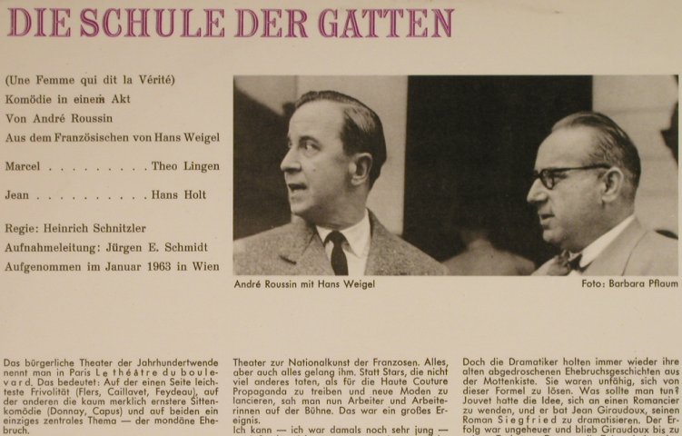 Lingen,Theo - Hans Holt: Die Schule der Gatten,Komödie, Lebediges Wort(LW 10), D, Ri,  - LP - H8646 - 9,00 Euro