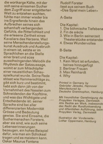 Forster,Rudolf: Das Spiel mein Leben, vg+/m-, D.Gr.(140 017), D, 1967 - LP - H9128 - 7,50 Euro