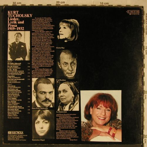 Tucholsky,Kurt: Lieder,Lyrik & Prosa, m-/vg+ stoc, Songbird/EMI(C 062-31 139), m-/vg+, 1976 - LP - H9566 - 4,00 Euro