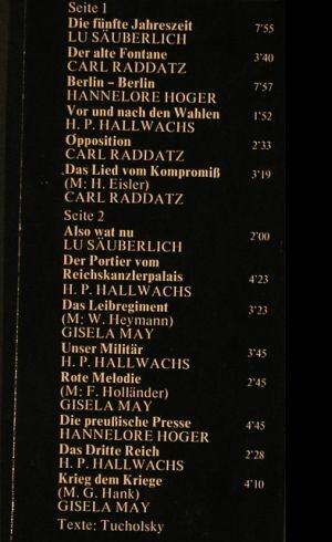 Tucholsky,Kurt: Lieder,Lyrik & Prosa, m-/vg+ stoc, Songbird/EMI(C 062-31 139), m-/vg+, 1976 - LP - H9566 - 4,00 Euro