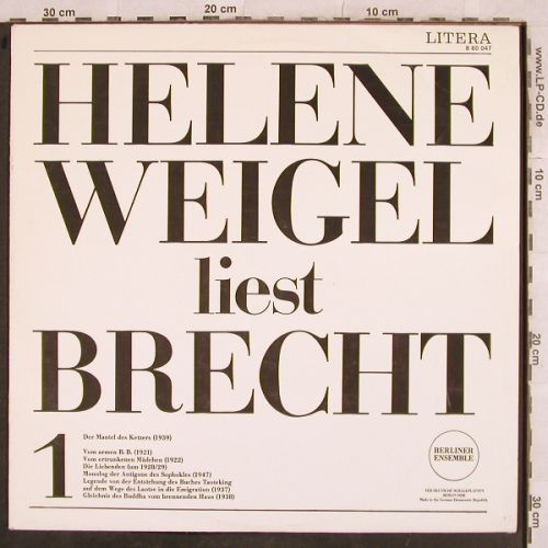 Weigel,Helene: Liest Brecht 1,Der Mantel d.Ketzers, Litera(8 60 047), DDR, 1976 - LP - H9715 - 5,00 Euro