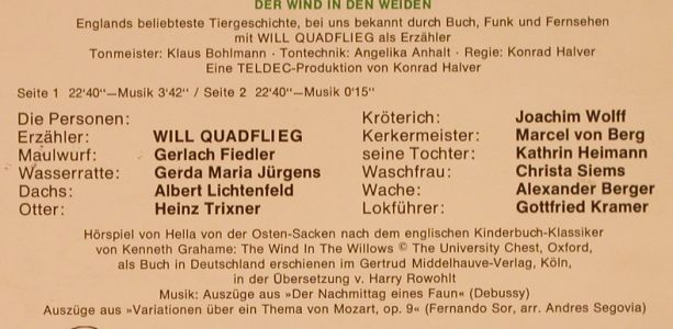 Der Wind in den Weiden: Englands beliebteste Tiergeschichte, Telefunken(6.22253 AF), D, 1975 - LP - H9891 - 5,50 Euro