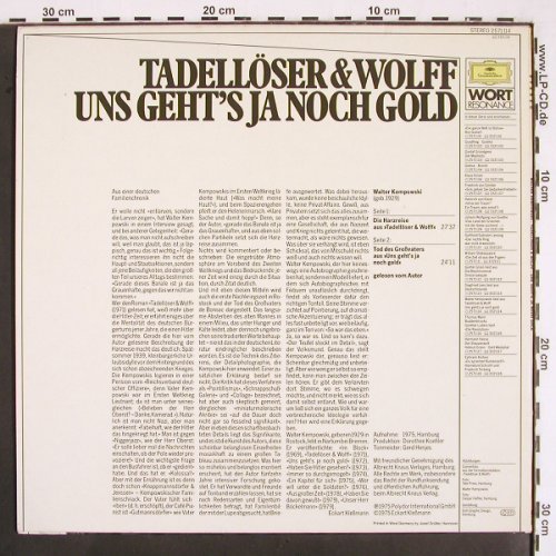 Tadellöser&Wolff: Uns geht's ja noch Gold,W.Kempowski, Deutsche Gramophon (2571 114), D, 1975 Typ: LP Best.-Nr.: V2272 Preis: 9,00 Euro