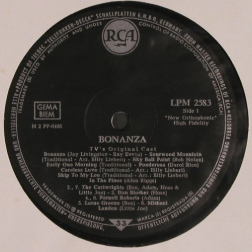 Bonanza: Ponderosa Party Time(music/spoken), RCA(LPM-2583), D, Mono, 1962 - LP - V3692 - 20,00 Euro