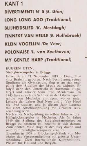 Bells of Bruges: Eugeen Uten - Stadtglockenspieler, Dureco Benelux (55.034), B, 1981 Typ: LP Best.-Nr.: V3833 Preis: 7,50 Euro
