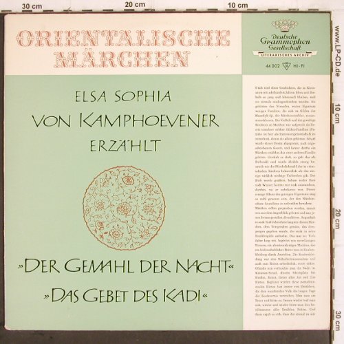 Orientalische Märchen:&nbsp;erz. v. Elsa Sophia v. Kamphoevener, D.Gr Lit. Archiv (44 002 LPEMS), D,Mono, 1970 Typ:&nbsp;LP Best.-Nr.:&nbsp;V506 Preis:&nbsp; 7,50 Euro