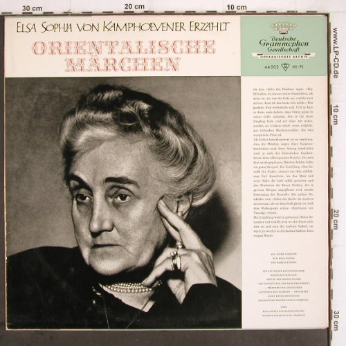 Orientalische Märchen:&nbsp;erz. v. Elsa Sophia v. Kamphoevener, D.Gr Lit. Archiv (44 002 LPEMS), D,Mono, 1970 Typ:&nbsp;LP Best.-Nr.:&nbsp;V506 Preis:&nbsp; 7,50 Euro