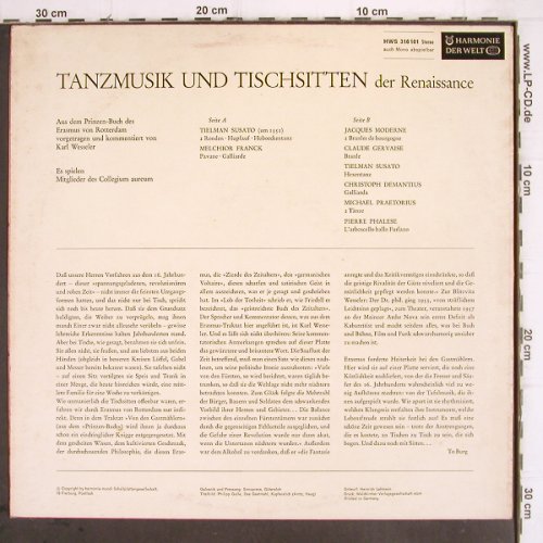 Tanzmusik & Tischsitten der Renaiss:&nbsp;a.d.Prinzenbuch des Erasmus v Rott., Harmonie der Welt (HWS 316 101), D Typ:&nbsp;LP Best.-Nr.:&nbsp;V584 Preis:&nbsp; 12,50 Euro