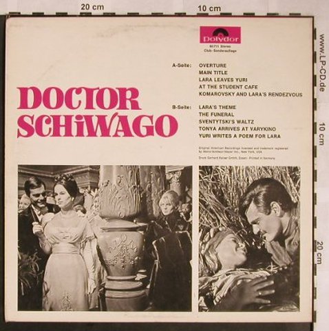 Doctor Schiwago: Comp. & Cond. By Maurice Jarre, DSC, Polydor(P 60 711), D, 1966 - 10inch - X1498 - 5,00 Euro