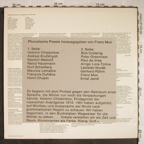 V.A.Phonetische Poesie: Velemir Chlebnikov...Ernst Jandl, Luchterhand/ Franz Mon(F 60 379), D, m-/vg+,  - LP - X1808 - 50,00 Euro