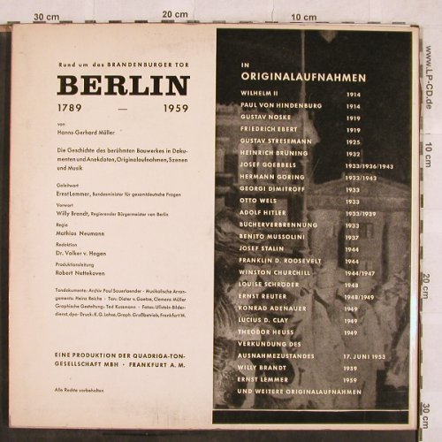 V.A.Rund um d.Brandenburger Tor: Berlin 1789-1979, Foc, QuadrigaTon Gesellschaft(134), D,  - 2LP - X184 - 12,50 Euro